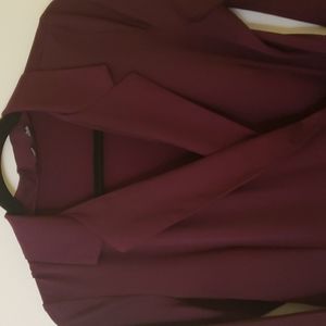 Purple satin jumpsuit.